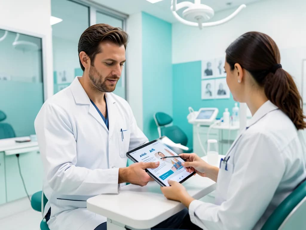 Patient confirming AXA coverage at a Dubai dental clinic