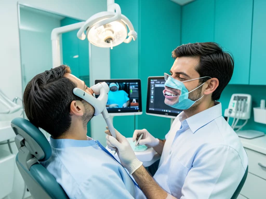 Emergency dentist treating a broken tooth in a Dubai dental clinic