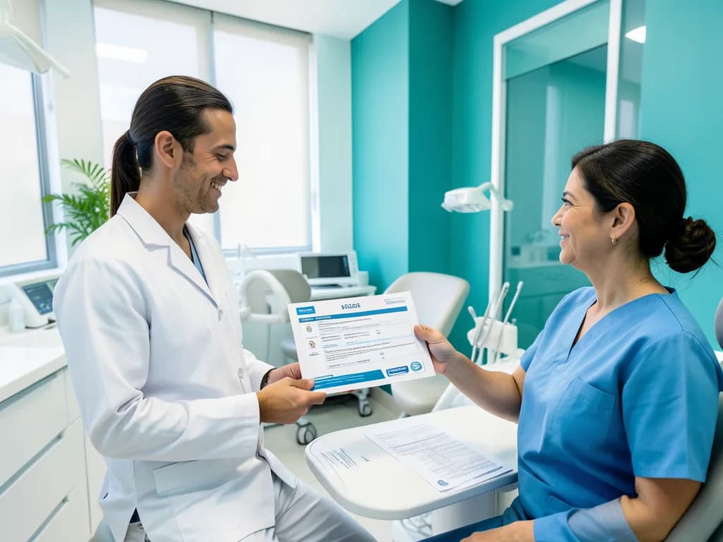 Patient confirming Bupa coverage at a Dubai dental clinic
