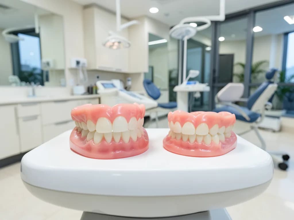 Dental implants versus dentures comparison showing permanent and removable tooth replacement options