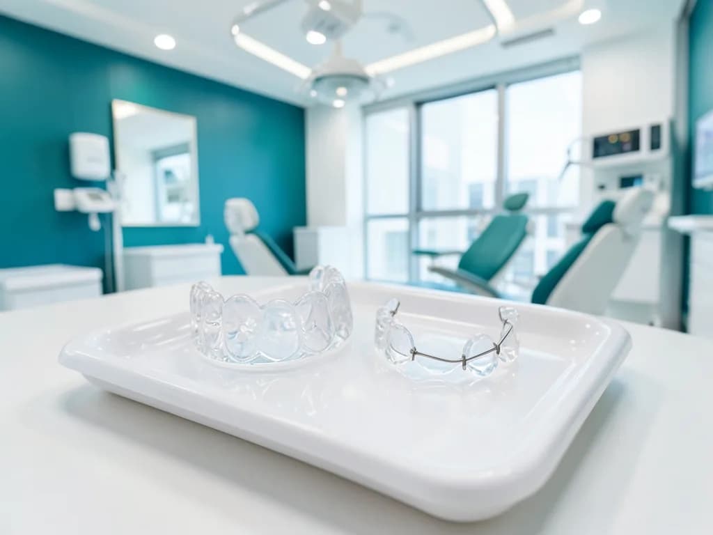 Clear Essix retainer and Hawley retainer options available at Dubai orthodontic clinics