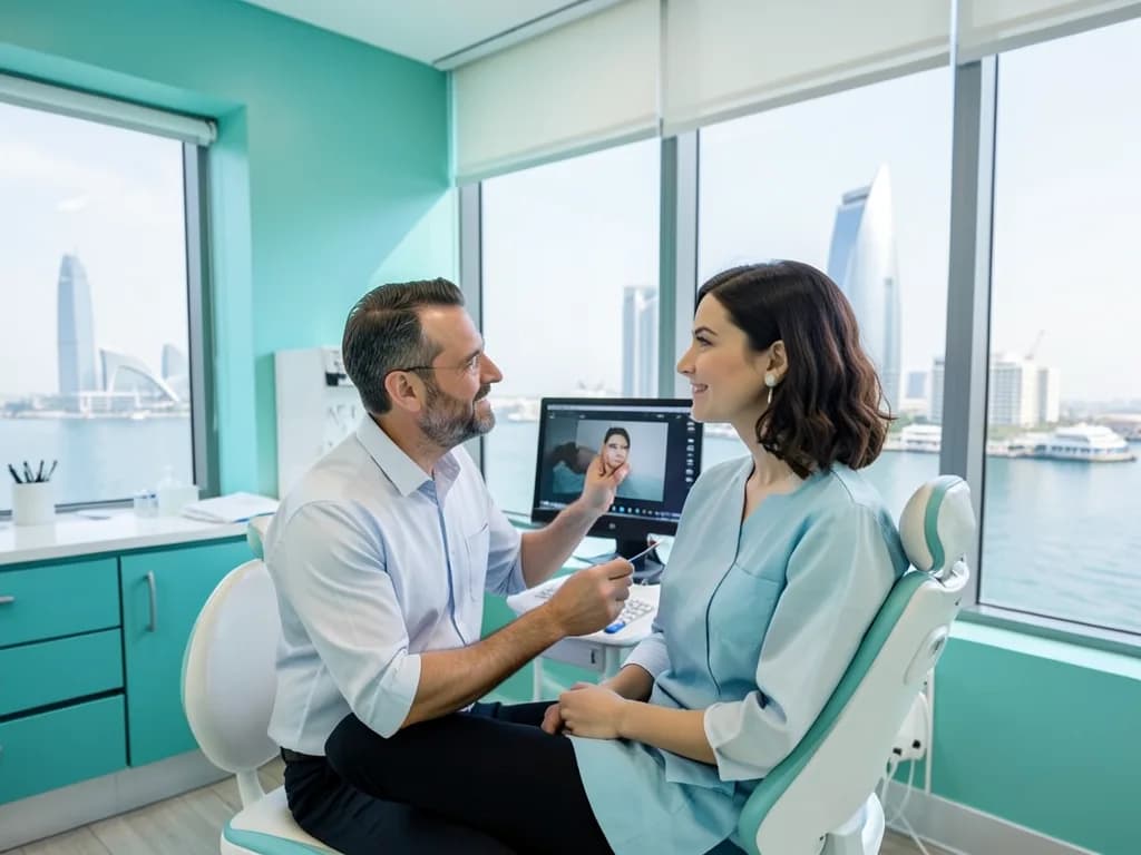 Russian-speaking patient at a modern dental clinic in Dubai
