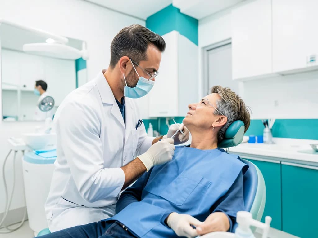 General dentist performing a routine dental checkup at a DHA-licensed clinic in Dubai