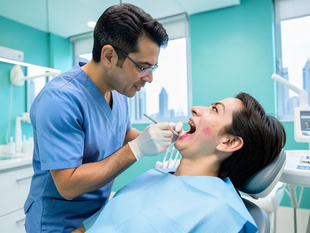 Close-up illustration of gum disease stages from gingivitis to periodontitis in Dubai dental care