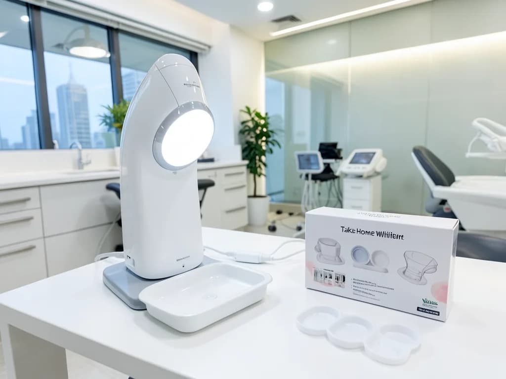 Comparison of in-chair professional teeth whitening versus home whitening kit options in Dubai