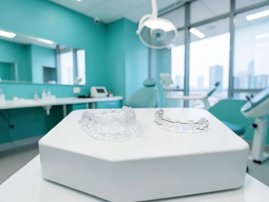 Invisalign clear aligners compared with traditional metal braces for teeth straightening in Dubai