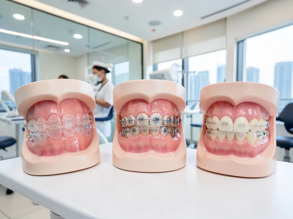 Various invisible braces options including clear aligners and lingual braces available in Dubai