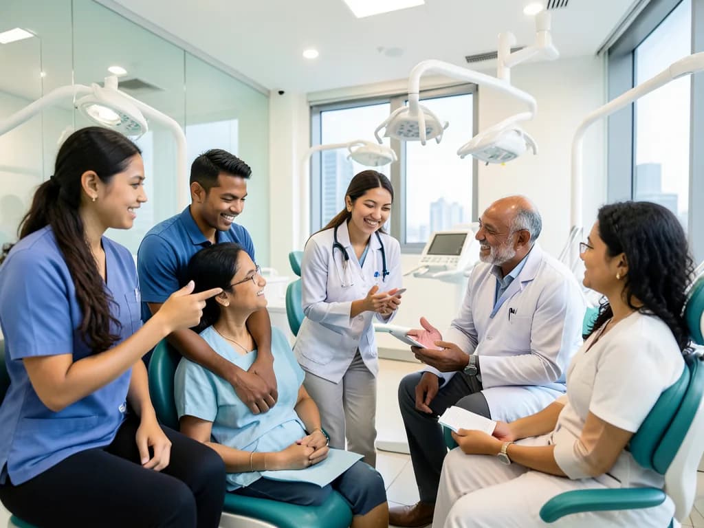 Malayalam-speaking dentist providing dental care to a patient in Dubai