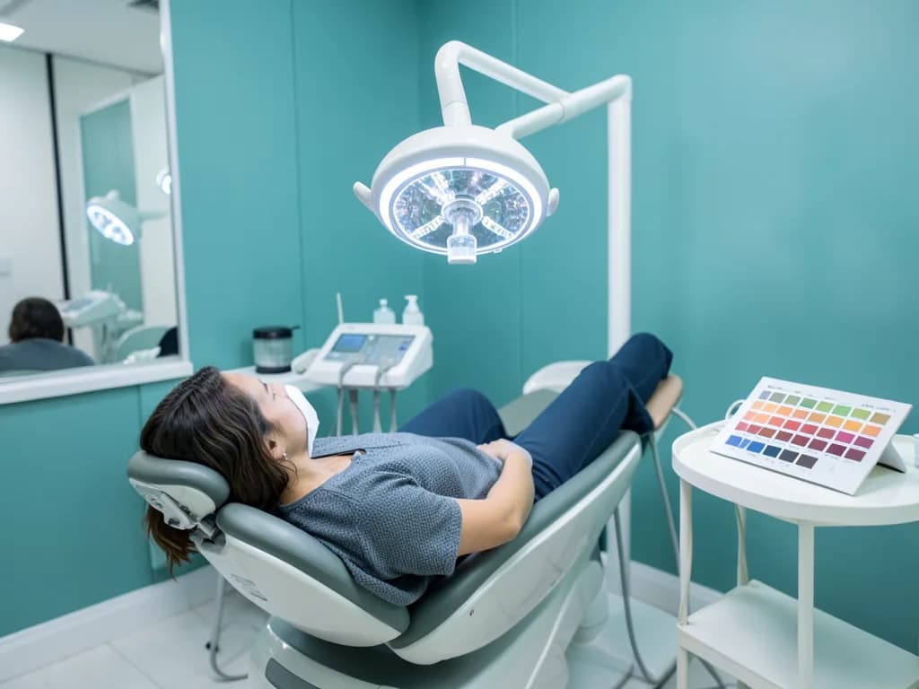 Professional in-chair teeth whitening session at a cosmetic dental clinic in Dubai