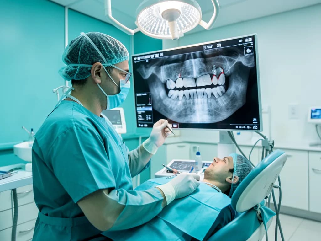 Oral surgeon performing wisdom tooth removal procedure at a Dubai dental clinic