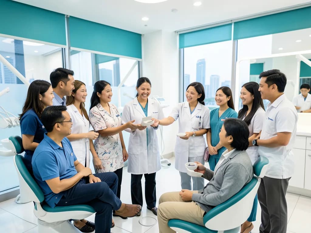 Filipino Tagalog-speaking dentist welcoming a patient at a Dubai dental clinic